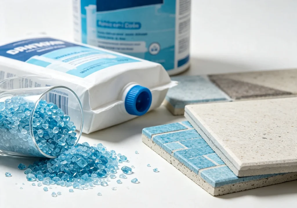 DASHA pool glass bead aggregate and epoxy grout site application