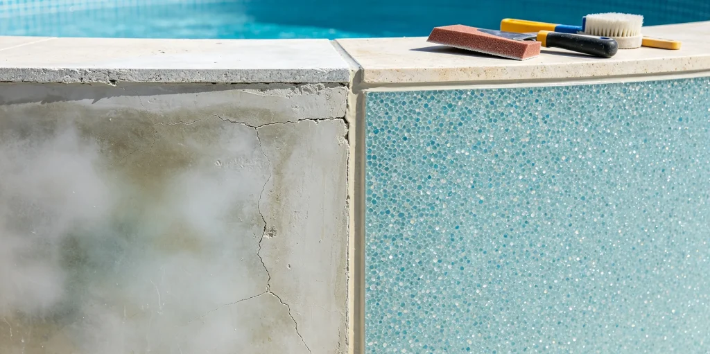 Common pool construction defects and repair solution with DASHA materials