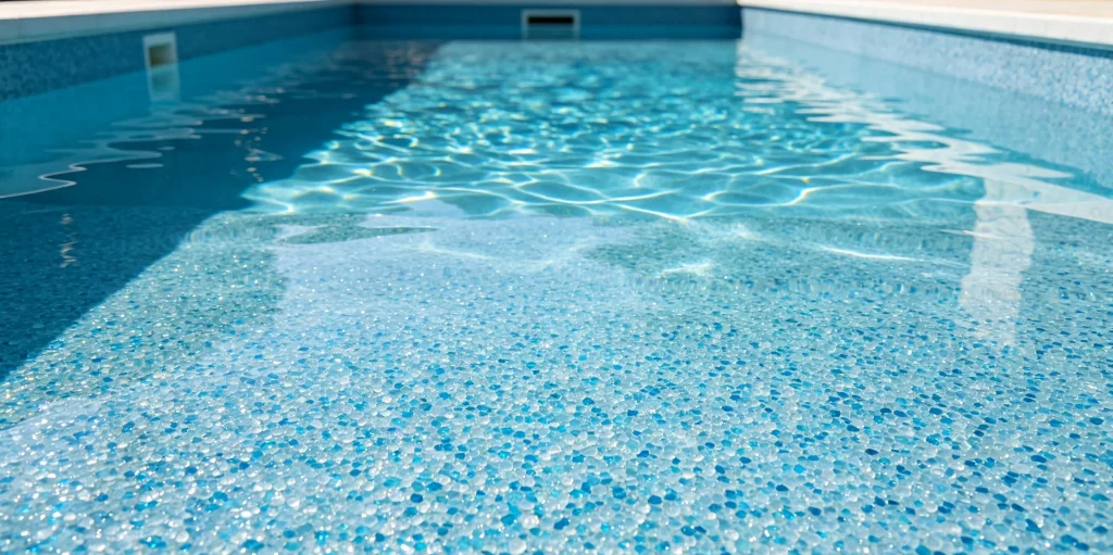 Complete Guide to DASHA Pool Glass Bead Aggregate Selection & Application 2 DASHA glass bead aggregate finished swimming pool floor underwater effect