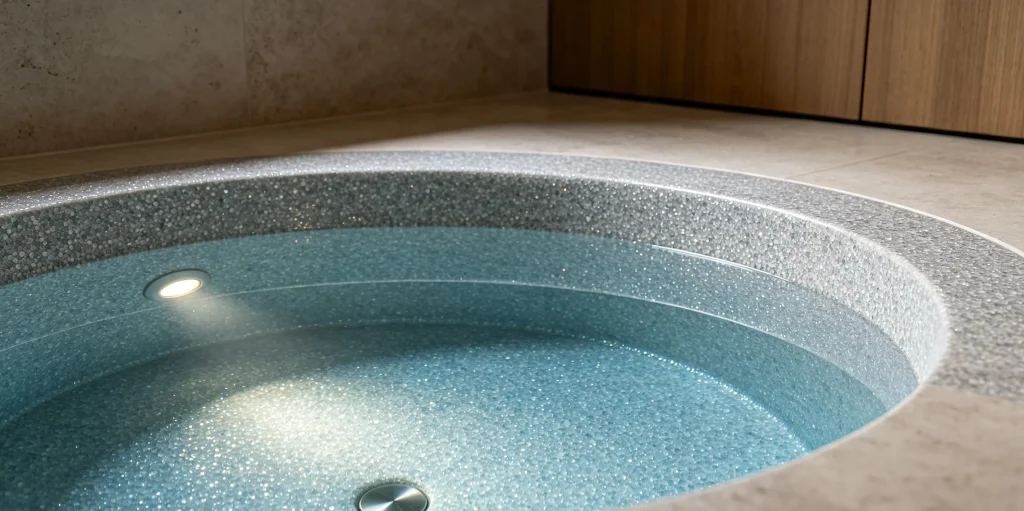 Private villa spa hot tub underwater DASHA glass bead decorative surface