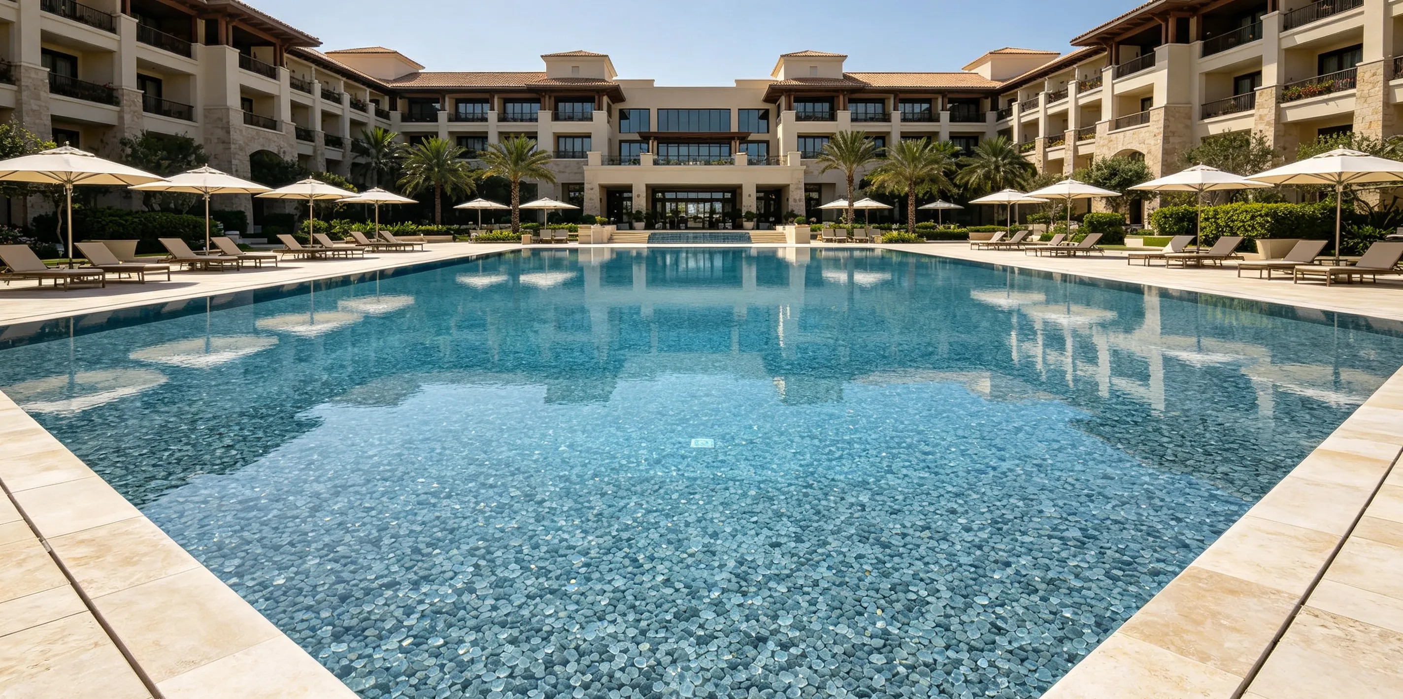 Large resort commercial swimming pool long-durable DASHA glass bead finish