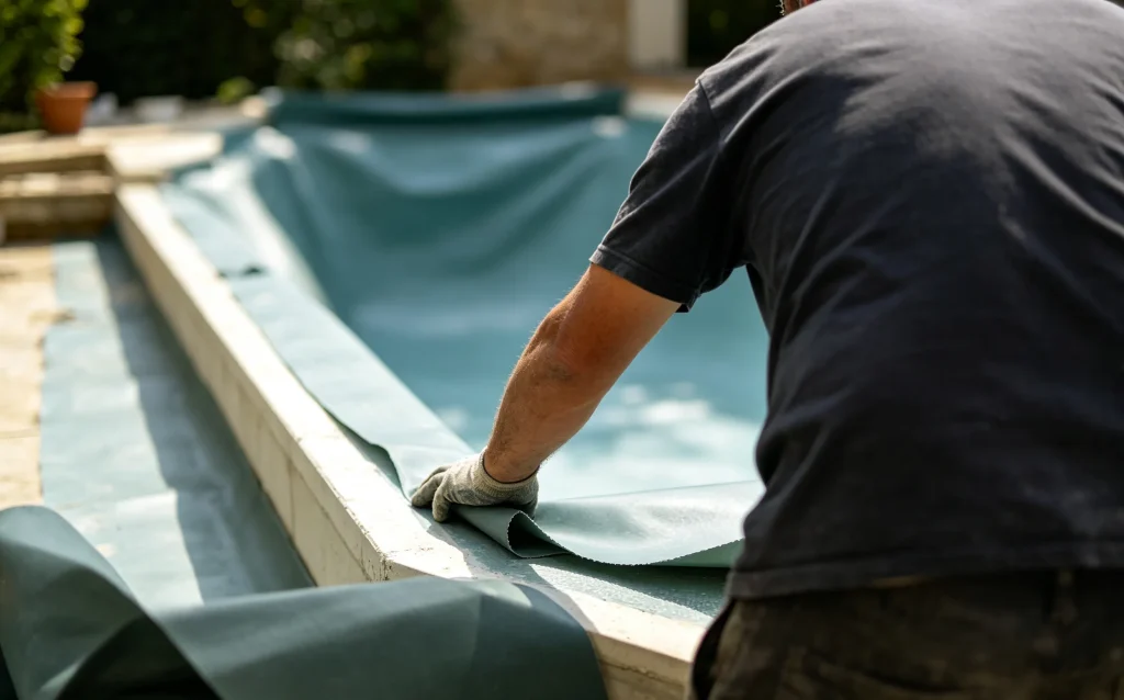 Swimming pool onsite construction work